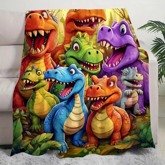 🦖Cute Smiling Dinosaurs HD Digital Print Flannel