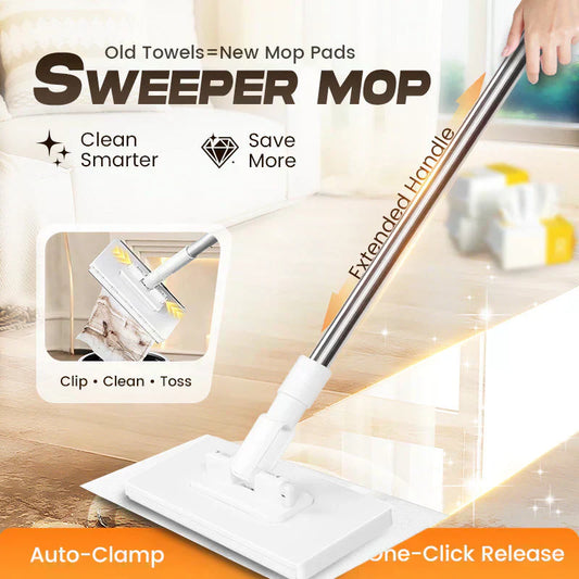🔥2026 Hot Sale 50% OFF🔥Flat Mop with Stainless Steel Handle, come with Reusable Washable Mop Cloths🏆