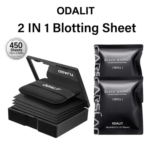 ⏰LAST DAY - BUY 1 GET 1 FREE!!💝Black Magnet Oil Blotting Setting Sheet With Powder More Control Oil Keep Fresh 2 IN 1 Blotting Sheet