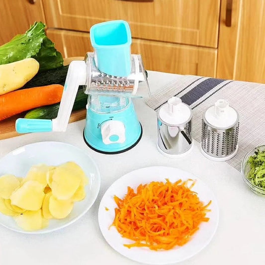 🔥Kitchen Artifact🔥3 in 1 Rotary Cheese Grater Vegetable Slicer