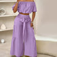 Off-Shoulder Puff Sleeve Top & Wide-Leg Pants 2-Piece Set – Elegant, Comfortable & Perfect for Summer Days ☀️