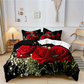 Romantic Red Rose Floral Duvet Cover Set
