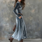 ⏳Time-Limited Special⏰Women's Long Sleeve Velvet Maxi Dress