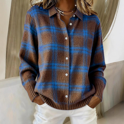 ⏳Time-Limited Special⏰Women's Plaid Button-Down Sweater Jacket