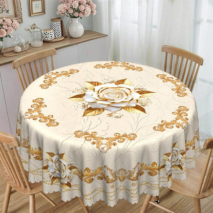 Waterproof Gold Rose Tablecloth
