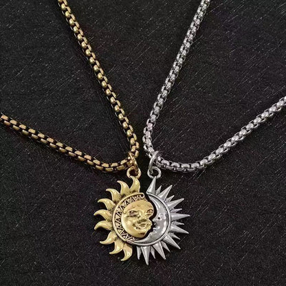 Sun & Moon Spliced Pendant Necklace Set