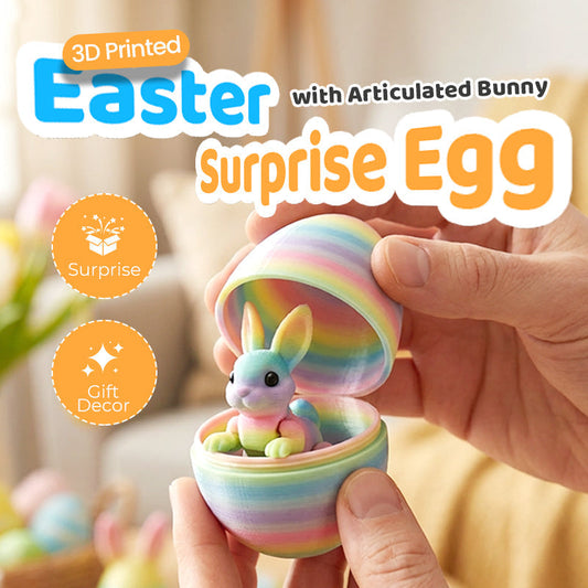 3D Printed Easter Surprise Egg with Articulated Bunny
