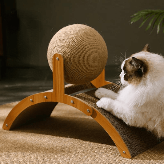 Natural Sisal Cat Scratching Ball With Cardboard Pad