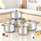 📢📢40%  OFF !! ⏰5-Piece Stainless Steel Cookware Set with Glass Lids