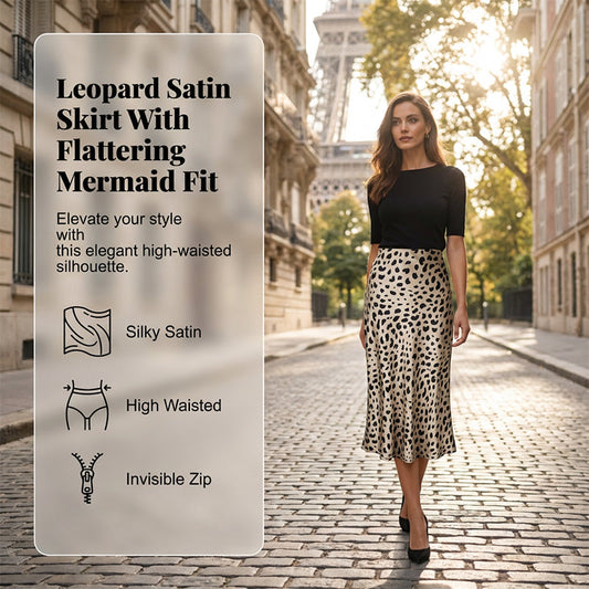 🎁New Arrival 15% OFF💥Leopard Print Stain Midi Skirt