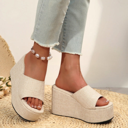 📢📢35% OFF !!!⏰Women's Open-Toe Slip-On Platform Wedge Sandals