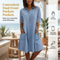 ⏳Limited-time 50% off⏰Relaxed Fit A-Line Denim Dress with Mesh Sleeve Detail👗