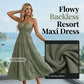 Women's Halter Neck Backless Tiered Maxi Dress
