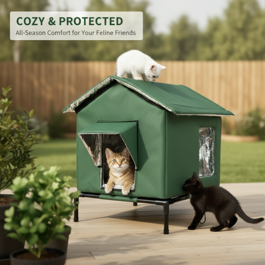 📢📢50% OFF !! ⏰All-Weather Elevated Outdoor Cat House
