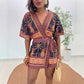 👗New Arrival❣️Women's Tropical Print V-Neck Wrap Romper