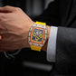 📢📢40% OFF !! ⏰ Luxury Men's Tonneau-Shaped Watch with Rhinestone Embellishment