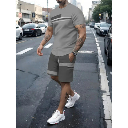 👕 ✨ Men's 2-Piece Set – Color Block, 6 Colors, S-5XL, Drawstring 🩳