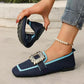 🎁2026 New Arrivals 50% OFF💥 Square Toe Flat Shoes – Breathable Knit, Crystal Buckle, Slip-On 💎
