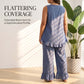 Summer Sleeveless Blouse and Ruffle Hem Pants Set
