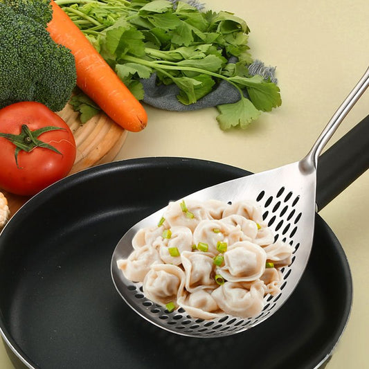 📢📢40% OFF !! ⏰ Stainless Steel Skimmer Spoon – Fast draining, heat-safe & versatile – Perfect for frying, soups & pasta 🍳