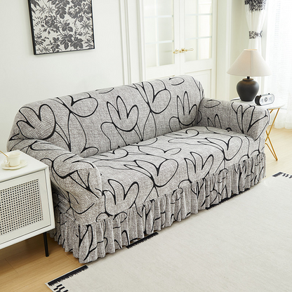 📢📢40% OFF !! ⏰High-Stretch Sofa Slipcover – Ruffled Hem & Full Protection