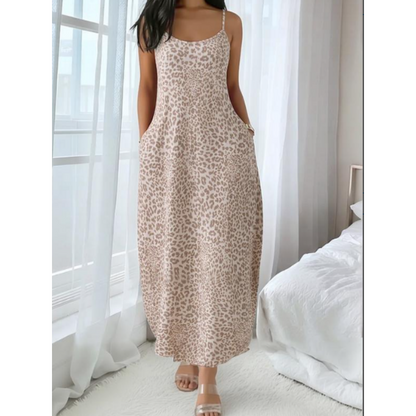 👗 50% OFF NOW! 🐆 Women's Leopard Print Spaghetti Strap Maxi Dress – Flowy & lightweight – Perfect for beach, summer parties or bold daily style – wild and elegant 🌊✨