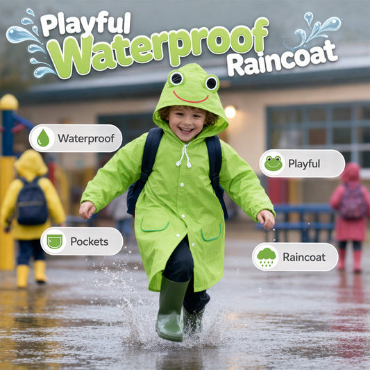 🐸 50% OFF! Kids Frog-Style Rain Poncho ☔– Waterproof, Lightweight & Backpack-Friendly