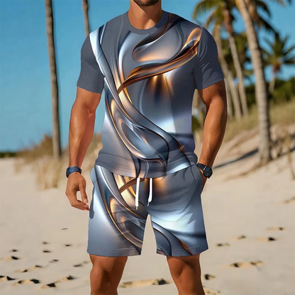 📢📢40% OFF !! ⏰Men's Casual Graphic T-Shirt and Shorts Set