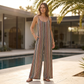 Women Striped Wide Leg Jumpsuit