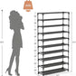 👟 50% OFF! 🏠 10-Tier Shoe Rack – Space-saving, large capacity & side hooks ✨
