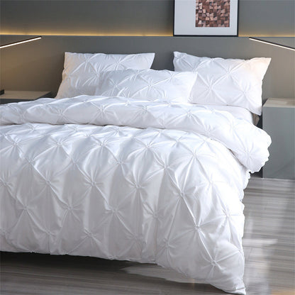 📢📢40% OFF !! ⏰3-Piece Pintuck Pleated Duvet Cover & Pillowcases Set