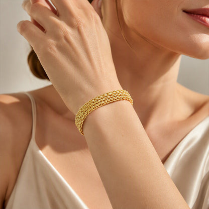 💎 50% OFF NOW! ✨ 14K Gold-Plated Wide Woven Mesh Bracelet – Luxe design, durable & elegant – Perfect gift for her 🎁