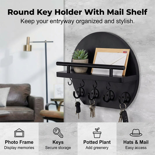 📢📢50% OFF !!⏰Wall Mount Key Holder with Shelf & Hooks