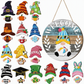 Interchangeable Wooden Gnome Welcome Sign Holiday Hanging Plaque for Christmas and Halloween Wall Decor