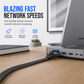 📢📢50% OFF !! ⏰Cat8 Flat Ethernet Cable 40Gbps Shielded Black Braided Network Cord with Oxygen-Free Copper and Blue Connectors