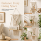 📢📢40% OFF !! ⏰Bohemian Hand Woven Macrame Wall Hanging Floating Shelf for Books and Plants Living Room Decor