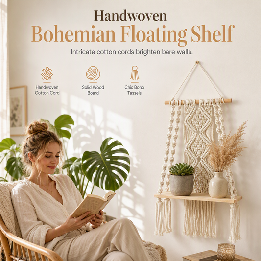 📢📢50% OFF !! ⏰Bohemian Handwoven Floating Shelf🌿