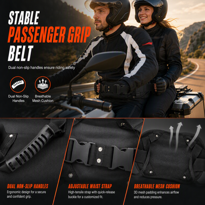 📢📢40% OFF !! ⏰Motorcycle Rear Seat Passenger Grab Handle Belt ATV Snowmobile Yacht Passenger Waist Strap Grip