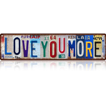 🚗 Save 50%! 💕 "Love You More" Tin Sign – Vintage license plate style ✨