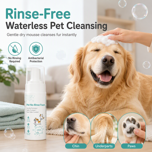 ✨ No-Rinse Pet Cleansing Foam – Gentle Waterless Mousse, Botanical-Extract Formula & Targeted Cleaning for Paws, Chins & Fur – Quick Freshening Between Baths, Travel & Winter 🌿