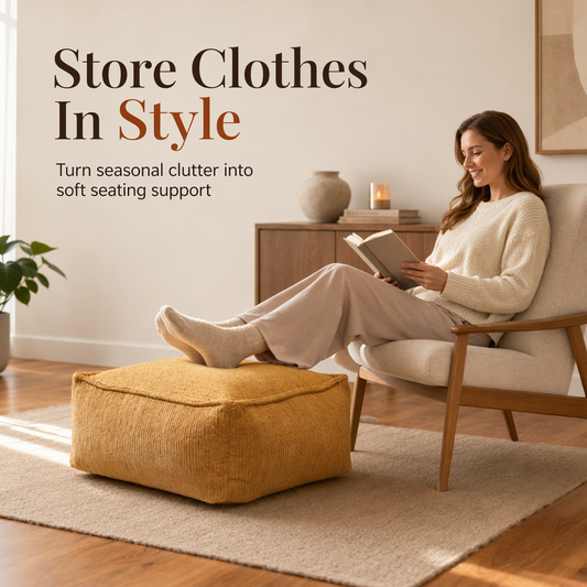 📢 Save 40%! 🧺 Storage Pouf Cover – Large zipper, washable & 45x45x23cm ✨