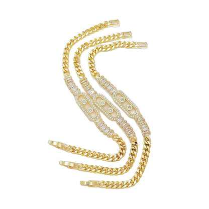 ✨ Women's Gold-Tone Cubic Zirconia Chain Bracelet