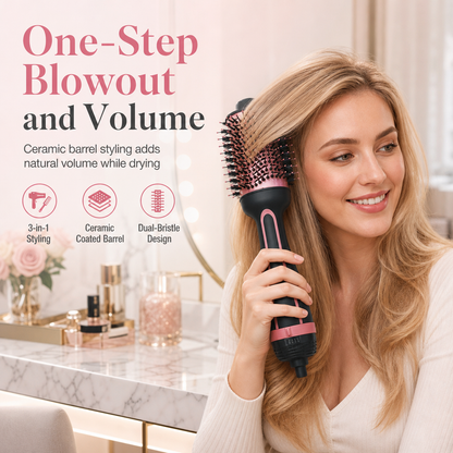 💇✨ Hot Air Brush – Dry, Smooth & Volumize with 3 Heat Settings