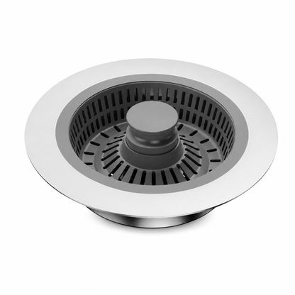 📢📢 50% OFF💧Push-Button Kitchen Sink Drain Stopper with Stainless Steel Body & ABS Food Scrap Filter Basket