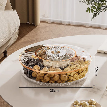 Luxury High Transparency Diamond Texture Compartment Snacks & Fruit Tray